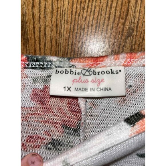 Bobbie Brooks Plus Size 1X Flowered Sweater Orange Green Casual Top - Picture 3 of 3